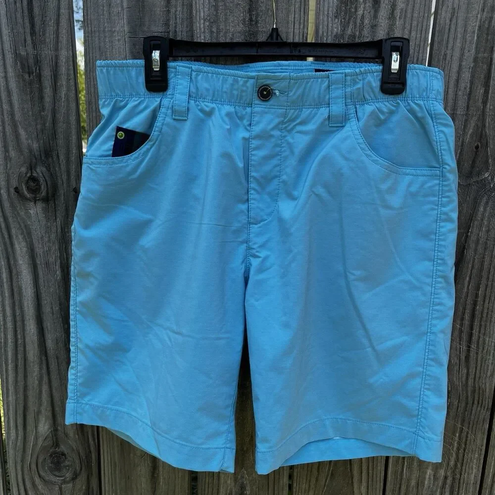 William Murray Performance Golf Shorts Men 32 Straight Fit Blue Athletic Tartan